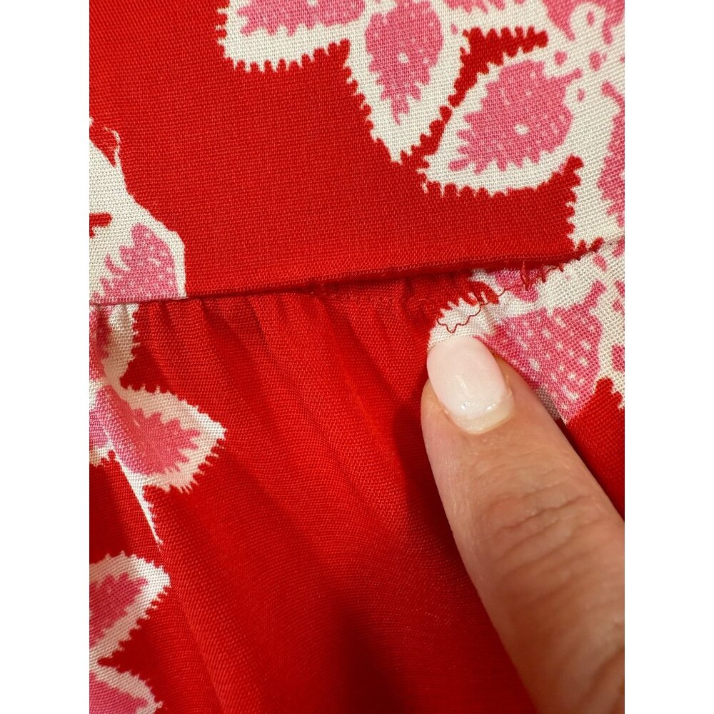 Diane Von Furstenberg Red Pink Floral Print Dress Small FLAW (bin ii89) - Picture 9 of 9